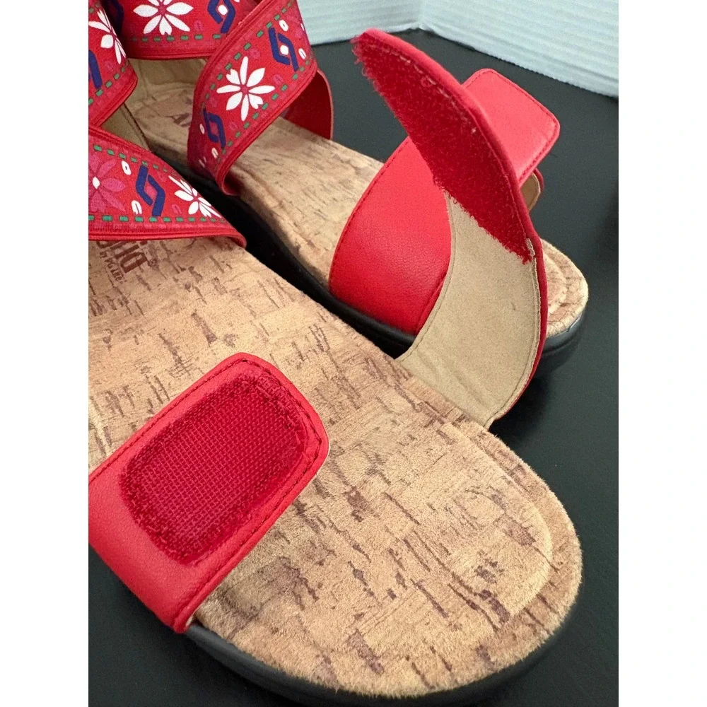 Alegria Women Ankle Strap Sandals LUC-7764 Size 36 Red Embroidered Floral 6 US